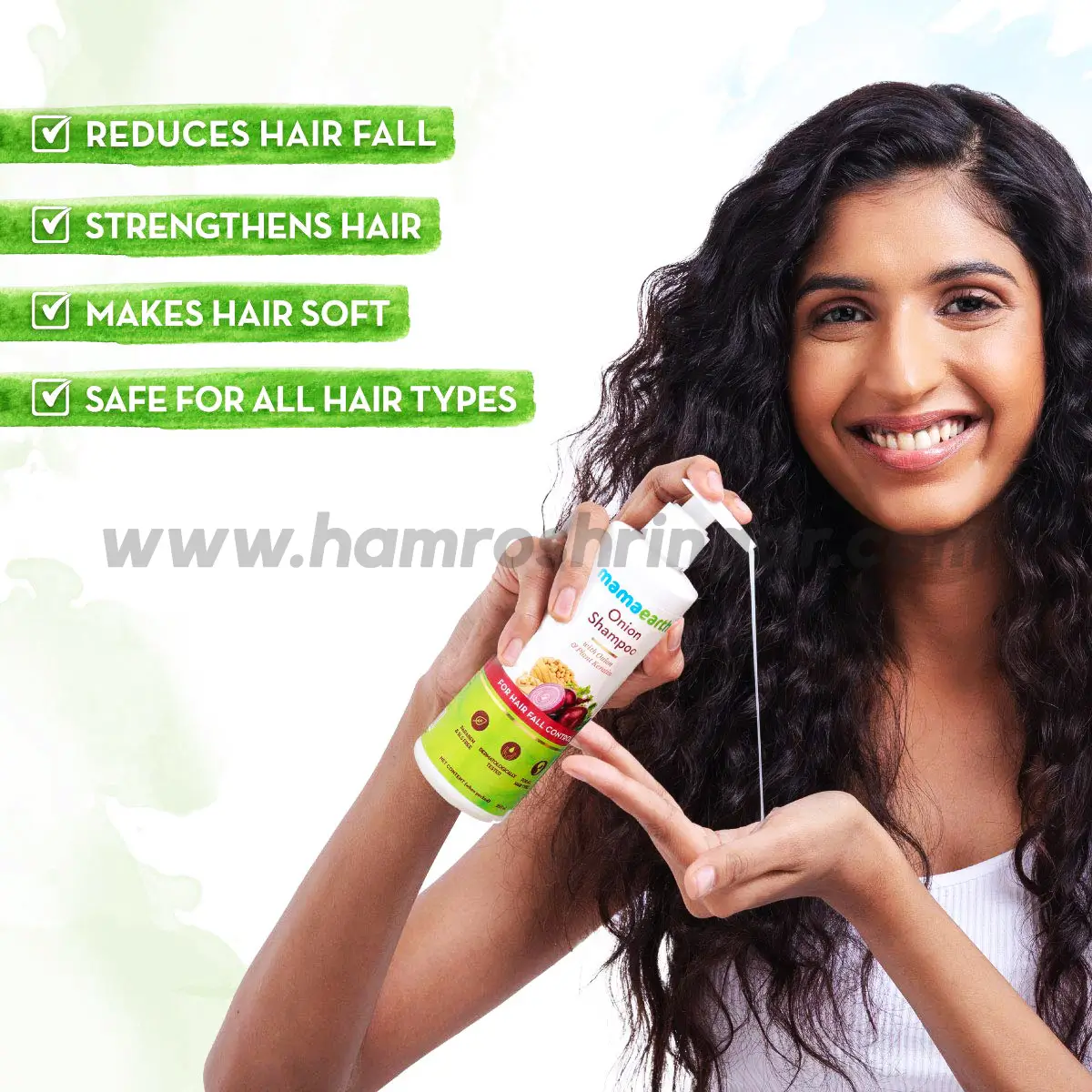 Mamaearth | Onion Shampoo for Hair Growth & Hair Fall Control with Onion Oil & Plant Keratin - 250 ml - Online Shopping in Nepal | Shringar Store | Shringar Shop | Mamaearth | Onion Shampoo for Hair Growth & Hair Fall Control with Onion Oil & Plant Keratin - 250 ml - Online Shopping in Nepal | Shringar Store | Shringar Shop |