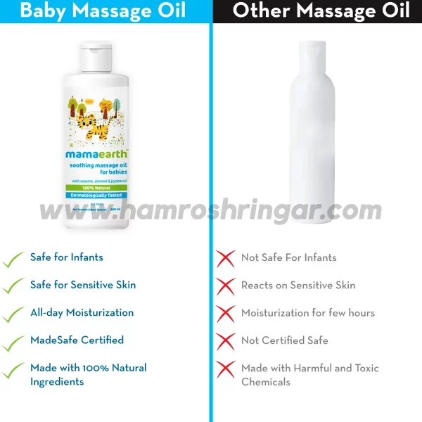 Mamaearth | Soothing Massage Oil for Babies with Sesame, Almond and Jojoba Oil - Comparison