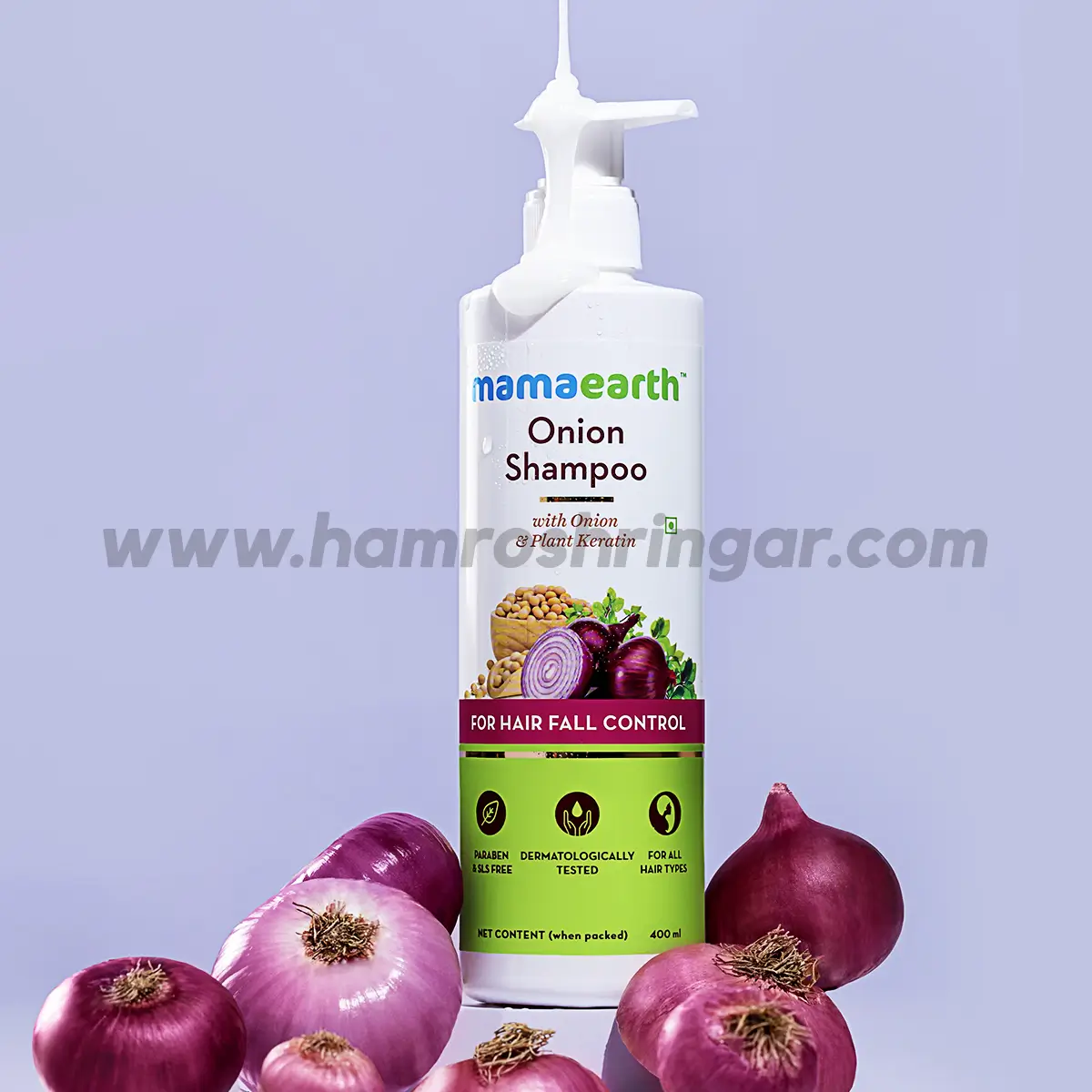 Mamaearth | Onion Shampoo for Hair Growth & Hair Fall Control with Onion Oil & Plant Keratin - 400 ml - Online Shopping in Nepal | Shringar Store | Shringar Shop | Mamaearth | Onion Shampoo for Hair Growth & Hair Fall Control with Onion Oil & Plant Keratin - 400 ml - Online Shopping in Nepal | Shringar Store | Shringar Shop |