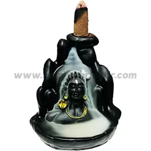 Handcrafted Lord Adiyogi Shiv Shankara Backflow Cone Incenses with 10 Pieces Extra Dhup - Black