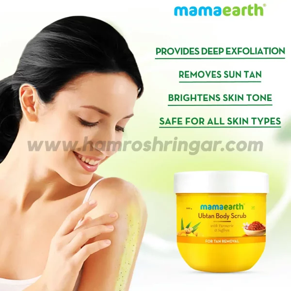 Mamaearth | Ubtan Body Scrub with Turmeric and Saffron for Tan Removal - Benefits