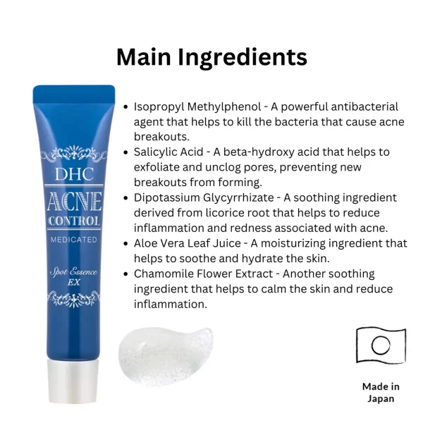 DHC Medicated Acne Control Spot Essence EX - Main Ingredients