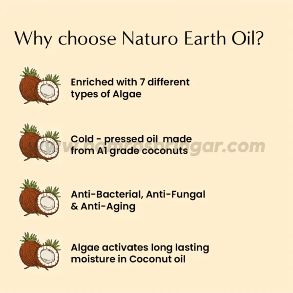 Naturo Earth Organic Cold Pressed Extra Virgin Coconut Oil with Algae - Benefits