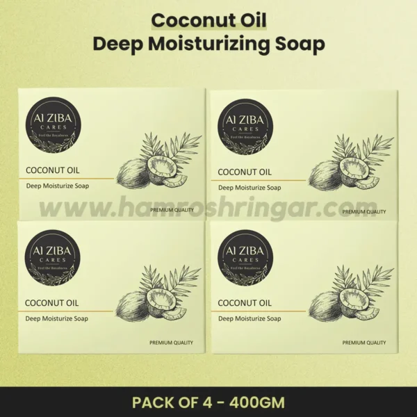 ALZIBA CARES Coconut Oil Deep Moisturizing Bathing Soap - 100 gm (Pack of 4)