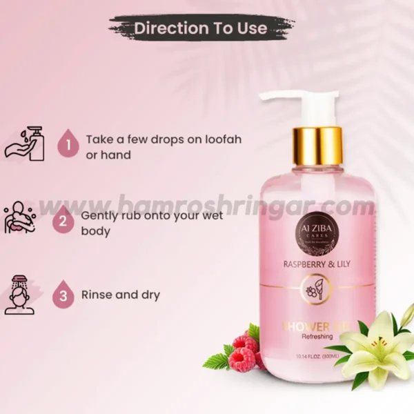 ALZIBA CARES Raspberry & Lily Refreshing Shower Gel - How to Use?