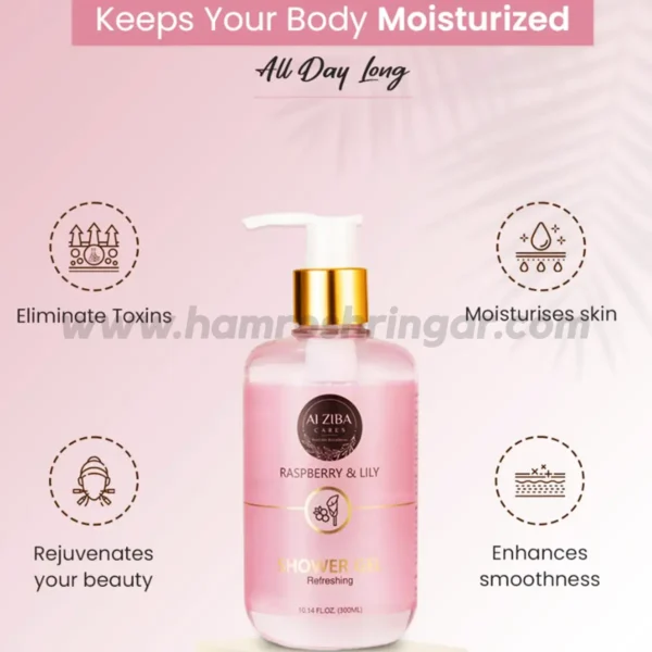 ALZIBA CARES Raspberry & Lily Refreshing Shower Gel - Keeps your Body Moisturized