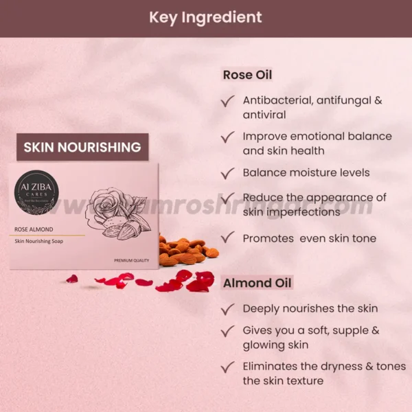 ALZIBA CARES Rose Almond Skin Nourishing Soap - Key Ingredient
