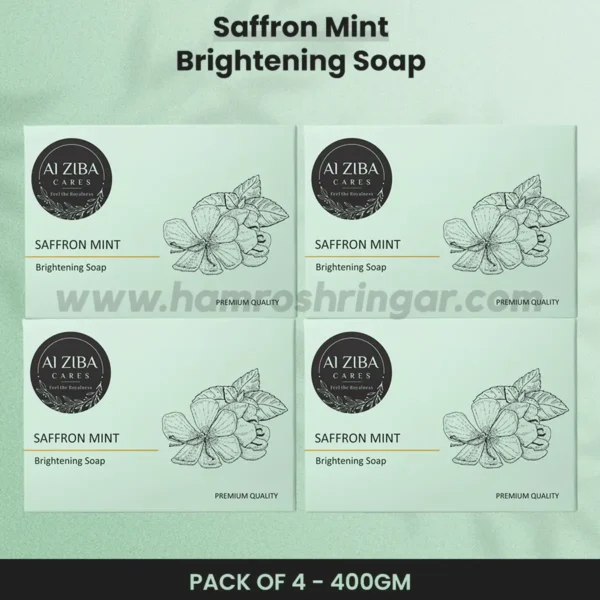 ALZIBA CARES Saffron Mint Brightening Soap - 100 gm (Pack of 4)