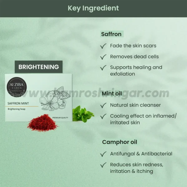 ALZIBA CARES Saffron Mint Brightening Soap - Key Ingredient
