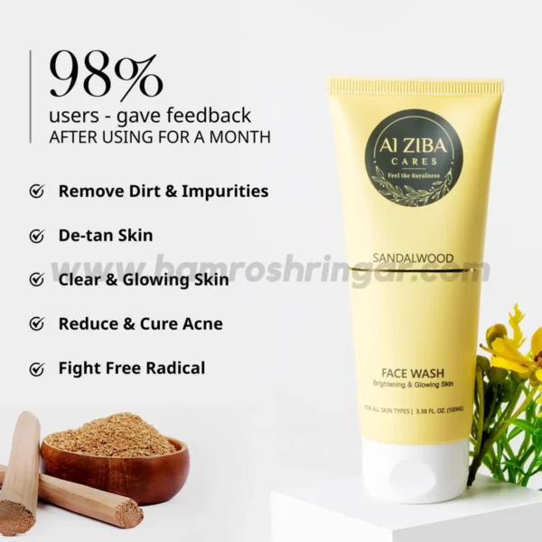 ALZIBA CARES Sandalwood Brightening & Glowing Face Wash - 98% Users - gave feedback - After using for a Month