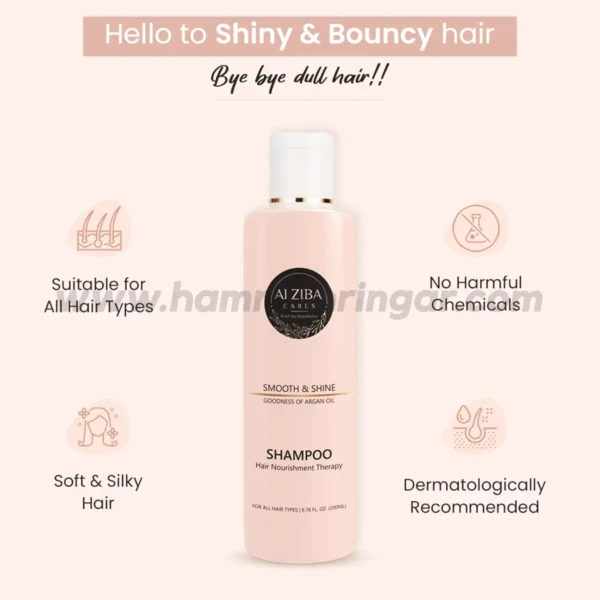 ALZIBA CARES Smooth & Shine Shampoo (Hair Nourishment Therapy) - Hello to Shiny and Bouncy Hair