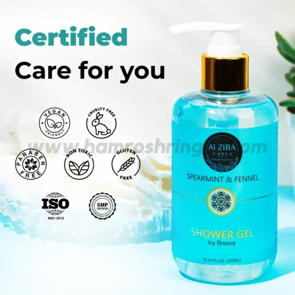 ALZIBA CARES Spearmint & Fennel Icy Breeze Shower Gel – Certified Care for you