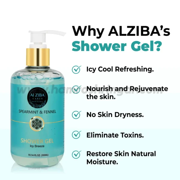 ALZIBA CARES Spearmint & Fennel Icy Breeze Shower Gel – Why Alziba's Shower Gel?