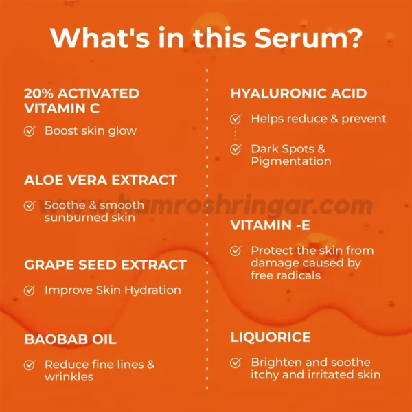 ALZIBA CARES Glowing Skin Face Serum with 20% Activated Vitamin C & Licorice - What's in this Serum?