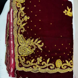 Featured image for “Red Velvet Hand Work Saree with Heavy Blouse - 5.5 m”