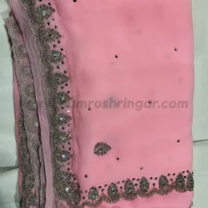 Featured image for “Handmade Chiffon Saree with Blouse Piece (Light Pink Colour) - 5.5 m”