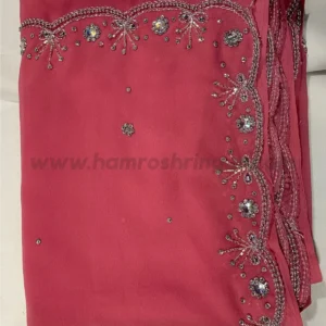 Featured image for “Handmade Chiffon Saree with Blouse Piece (Salmon Colour) - 5.5 m”