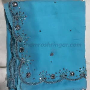 Featured image for “Handmade Chiffon Saree with Blouse Piece (Sky Blue Colour) - 5.5 m”