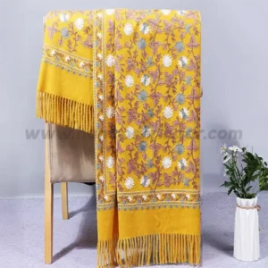 Mujer Bufanda Soft Shawls | Women Ultra Long Scarf Pashmina Artificial Cashmere Scarf - Poncho Kerchief Embroidery Cape Wrap (Yellow)