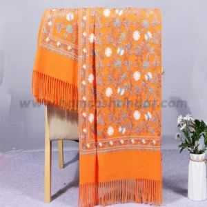 Mujer Bufanda Soft Shawls | Women Ultra Long Scarf Pashmina Artificial Cashmere Scarf - Poncho Kerchief Embroidery Cape Wrap (Orange)