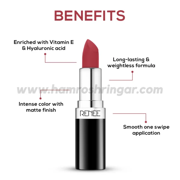 Renee Stunner Matte Lipstick (Brave Heart) - Benefits