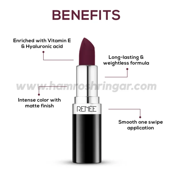 Renee Stunner Matte Lipstick (Fired Up) - Benefits
