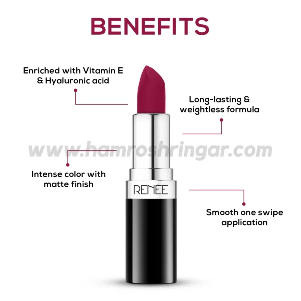 Renee Stunner Matte Lipstick (High Power) - Benefits