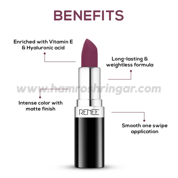 Renee Stunner Matte Lipstick (Your Highness) - Benefits